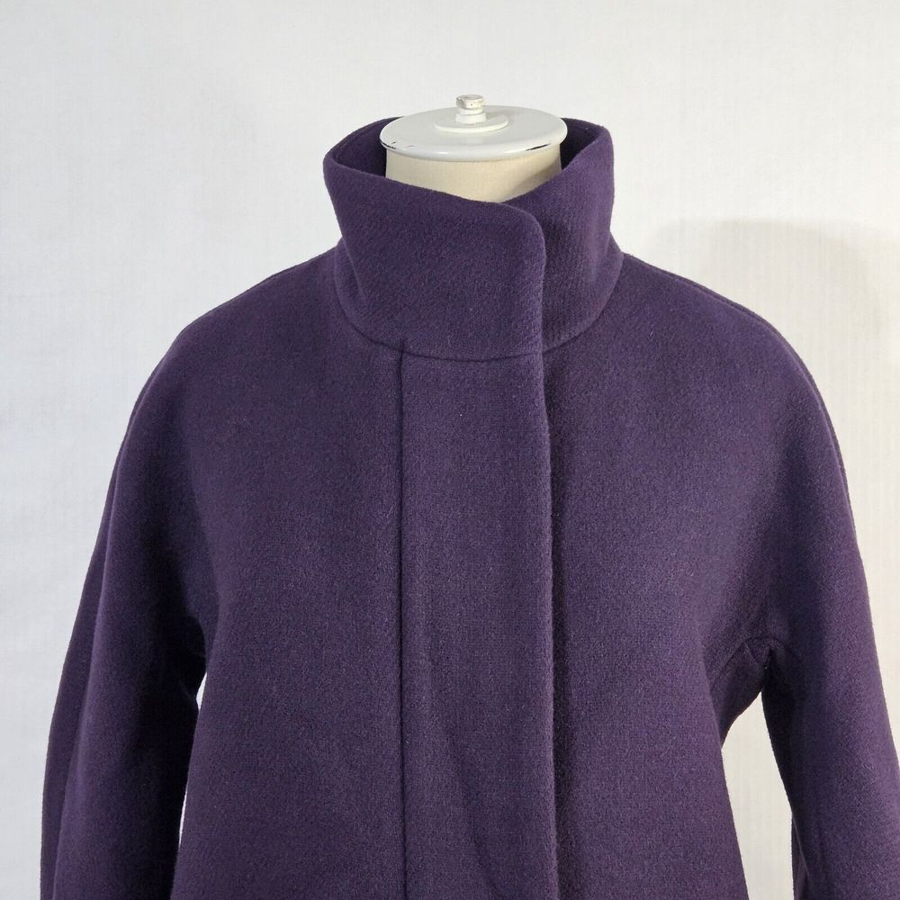 J Crew Cocoon Coat Italian Stadium Cloth Nello Gori Wool Purple Size 0 - Picture 3 of 12